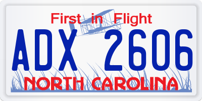 NC license plate ADX2606