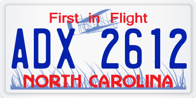NC license plate ADX2612