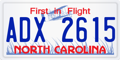 NC license plate ADX2615