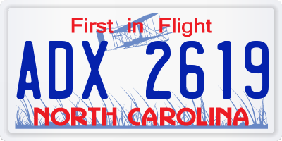 NC license plate ADX2619