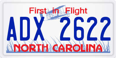 NC license plate ADX2622