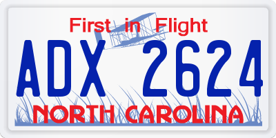 NC license plate ADX2624