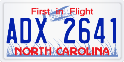 NC license plate ADX2641