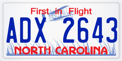 NC license plate ADX2643