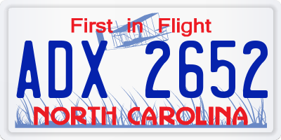 NC license plate ADX2652