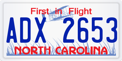 NC license plate ADX2653