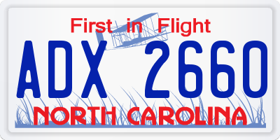 NC license plate ADX2660