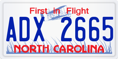NC license plate ADX2665