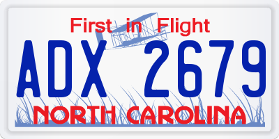NC license plate ADX2679