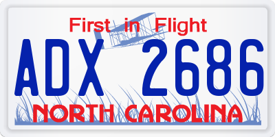 NC license plate ADX2686