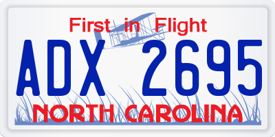 NC license plate ADX2695
