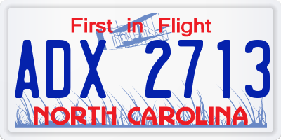 NC license plate ADX2713