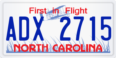 NC license plate ADX2715