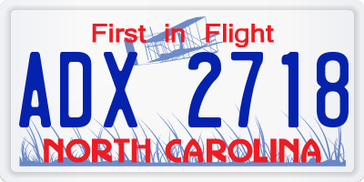 NC license plate ADX2718