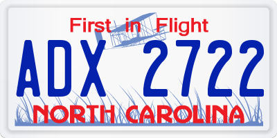 NC license plate ADX2722