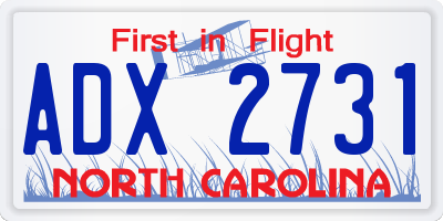 NC license plate ADX2731