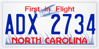 NC license plate ADX2734