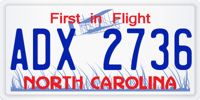 NC license plate ADX2736