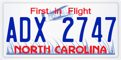 NC license plate ADX2747