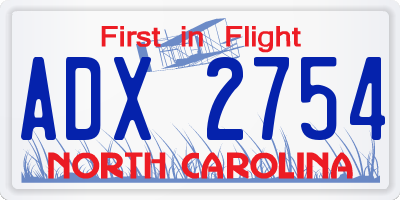 NC license plate ADX2754