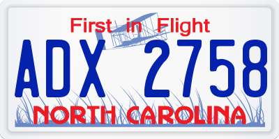 NC license plate ADX2758