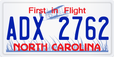 NC license plate ADX2762