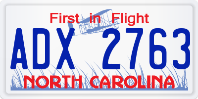 NC license plate ADX2763