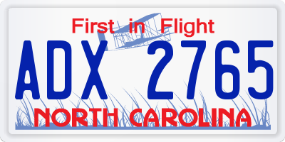 NC license plate ADX2765