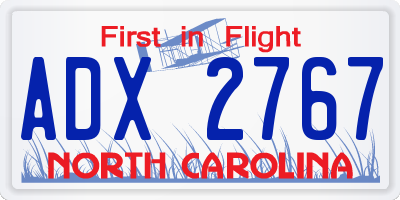 NC license plate ADX2767