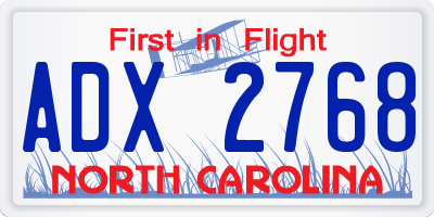 NC license plate ADX2768