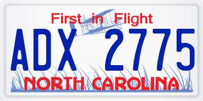 NC license plate ADX2775