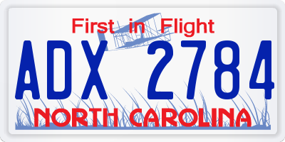 NC license plate ADX2784