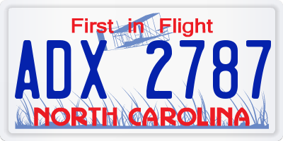 NC license plate ADX2787