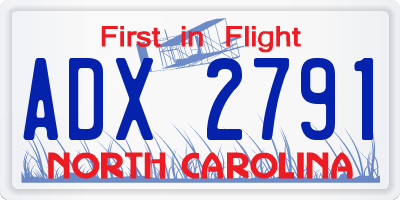 NC license plate ADX2791