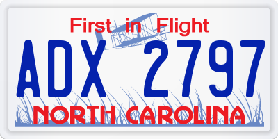 NC license plate ADX2797