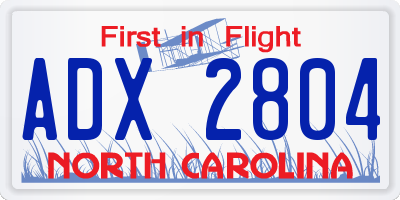 NC license plate ADX2804