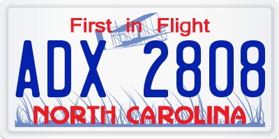NC license plate ADX2808