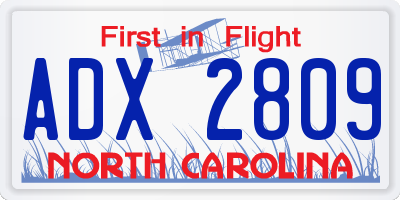 NC license plate ADX2809