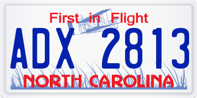 NC license plate ADX2813