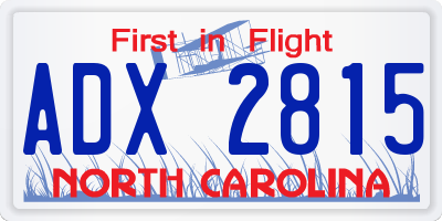 NC license plate ADX2815