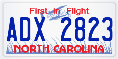 NC license plate ADX2823