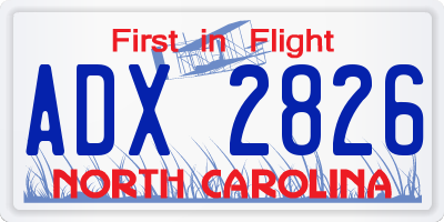 NC license plate ADX2826