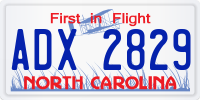 NC license plate ADX2829