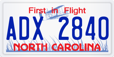 NC license plate ADX2840