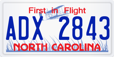 NC license plate ADX2843