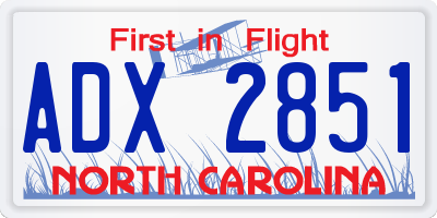 NC license plate ADX2851