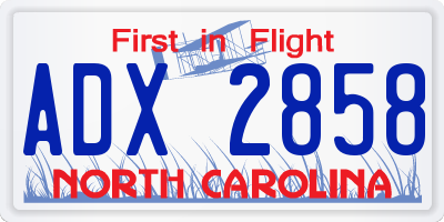 NC license plate ADX2858