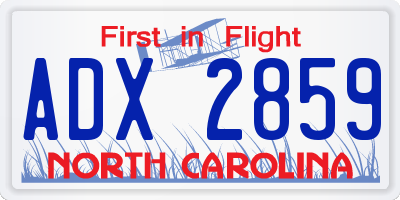 NC license plate ADX2859