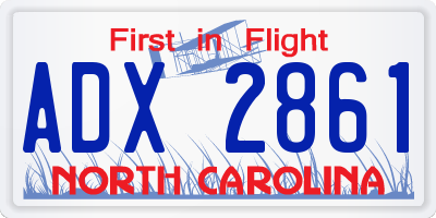 NC license plate ADX2861