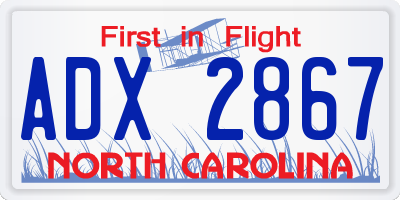 NC license plate ADX2867